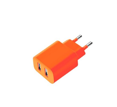 Зарядное устройство 2 в 1 micro /iPhone 4/5 оранжевый техпак 